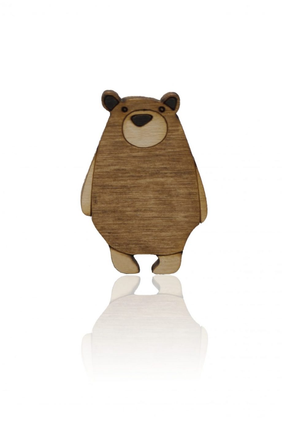 Drevená maľovaná brošňa - Medveď