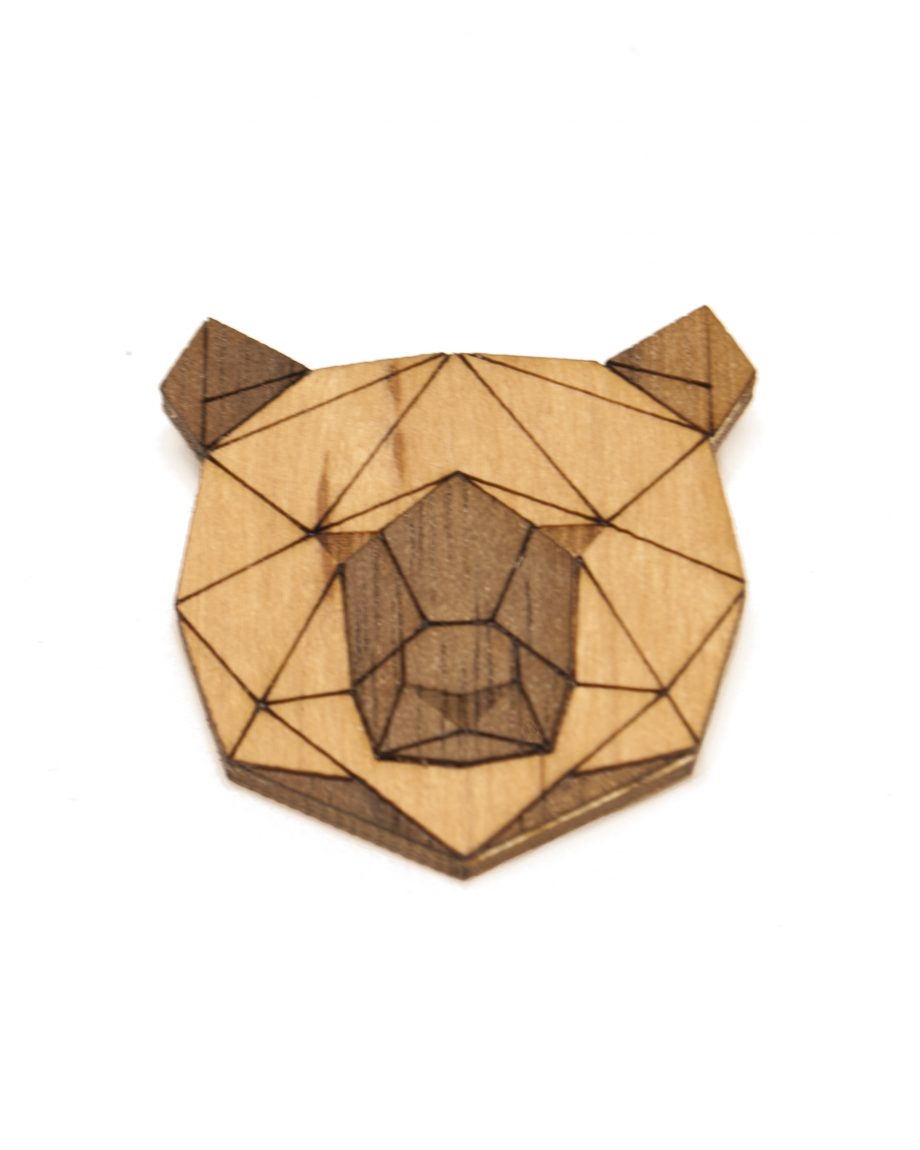 Drevená brošňa - Medveď