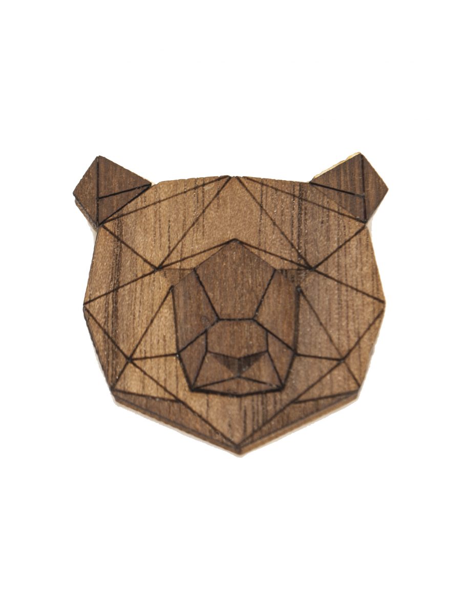 Drevená brošňa - Medveď Dark