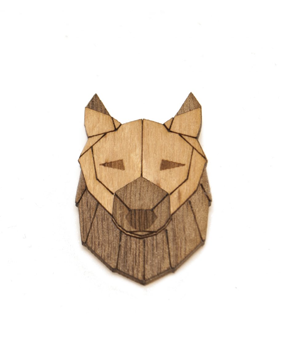 Drevená brošňa - Vlk